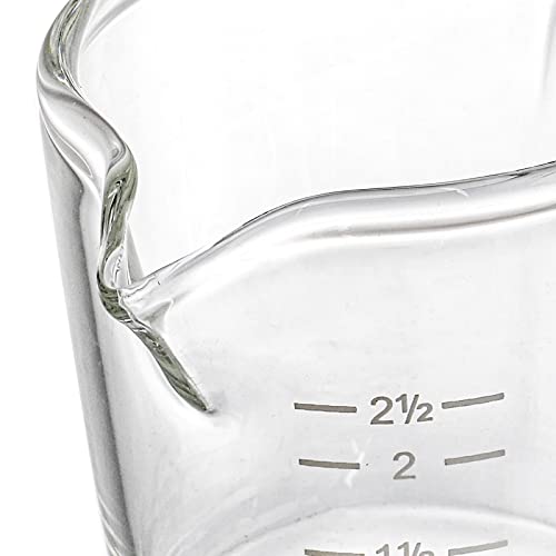 Hacaroa 4 Pack Double Spouts Measuring Cups Espresso Shot Glass with Handle, 2.5 Oz Mini Milk Triple Pitcher Barista Clear Graduated Cups for Coffee, Wine, Bar, Party