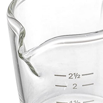Hacaroa 4 Pack Double Spouts Measuring Cups Espresso Shot Glass with Handle, 2.5 Oz Mini Milk Triple Pitcher Barista Clear Graduated Cups for Coffee, Wine, Bar, Party