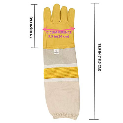 DZXZY Professional Beekeeping Gloves Hornets Premium Goatskin Leather Beekeeing Supplies with Long Canvas Protective Vented Sleeves & Elastic Cuffs.L Large - size: Large (Pack of 1)