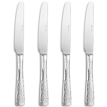 KEAWELL Premium 9.5" Louis Dinner Knives, Set of 4, Stainless Steel Dishwasher Safe, Serrated Knives (Hammered) - style: Hammered
