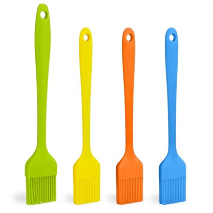 Arora Silicone Basting Brush,Heat Resistant Silicone Brushes Set of 4 for Sauce Marinade Meat Glazing, Oil Brush for BBQ Kitchen Cooking Baking and Grilling