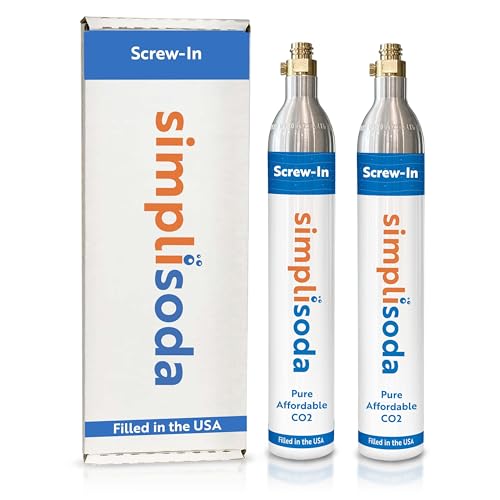 Simpli Soda 60L CO2 Canister Cylinders - Compatible w/Sodastream BLUE Screw-In Only, Ninja Thirsti, Philips, and More - Threaded Style Soda Streaming Machine CO2 Tanks Gas Refill, | 14.5 oz, Set of 2 - color: Screw-In Blue