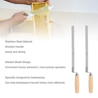 Haofy Honey Uncapping Knife Honey Extraction Tool Beekeeping Scraper 14.96 Inch with Wooden Handle for Beekeepers