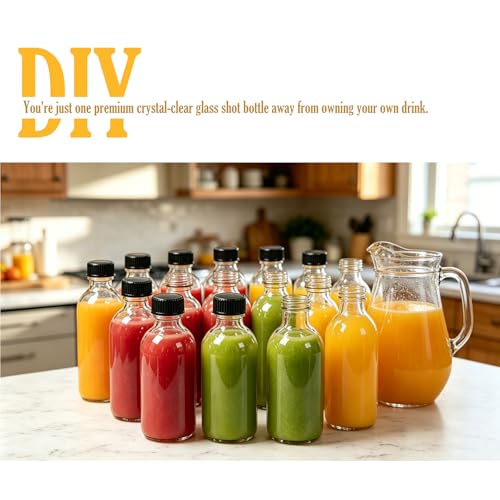 36 Pack 2oz Clear Glass Bottles with Lids, 60ml Boston Shot Bottles for Personal Care & Beauty Travel, Industrial Lab, Sample, Essential Oils, Potion, Juice, Whiskey, Spice - color: Clear, size: 2oz-36P