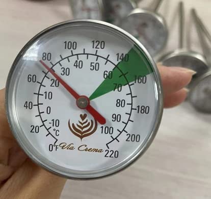 VIA CREMA Milk Frother Jug Thermometer | For Coffee Machine, Milk Frothing Pitcher