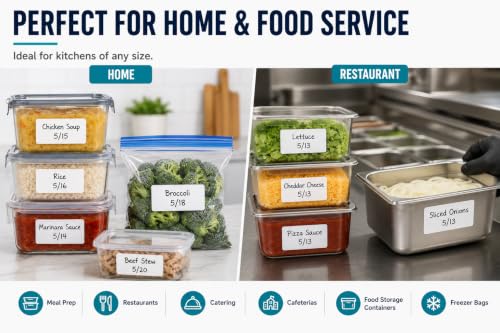 Veritack™ 1000 Removable Food Labels – 1" x 2" Roll on 1" Core – Moisture Resistant – Freezer & Refrigerator Safe – Writable Stickers for Restaurant, Meal Prep & Food Storage