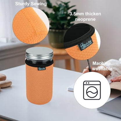 Beautyflier Wide Mouth Mason Jars 24oz Insulators, Wide Mouth Canning Jars Insulated Cozy, Overnight Oats Containers Neoprene Canning Cover, 24oz Mason Jars Drinking Glasses Sleeve Cover, 4 Color - color: 24oz,4Color