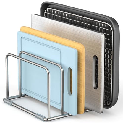 Cutting Board Holder Stand, Chopping Board Organizer Rack with 304 Stainless Steel, Cookie Sheet Storage Organizer, 1.0 & 1.2 Inch Wide Slots (1 Pack) - size: 1.0 & 1.2 in Slots - 1 Pack