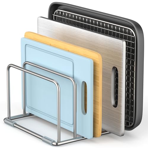 Cutting Board Holder Stand, Chopping Board Organizer Rack with 304 Stainless Steel, Cookie Sheet Storage Organizer, 1.0 & 1.2 Inch Wide Slots (1 Pack) - size: 1.0 & 1.2 in Slots - 1 Pack