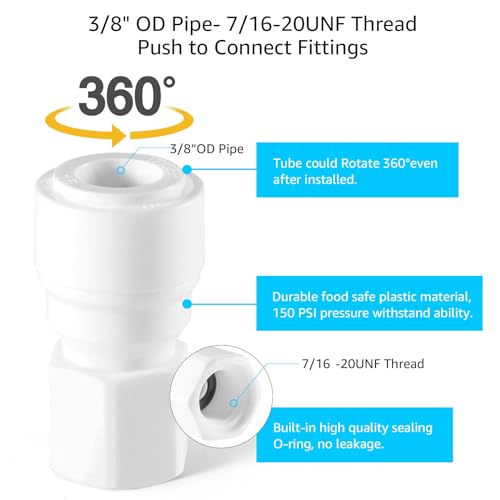 1 Pair Corny Keg Ball Lock Quick Disconnect with 3/8 OD Tube-7/16-20UNF Thread Push to Connect Fittings, Home Brewing Cornelius Keg Parts Ball Lock Keg Fittings with 4PCS Ball Lock Post O-rings - size: Ball Lock Disconnect + Push Lock Fittings