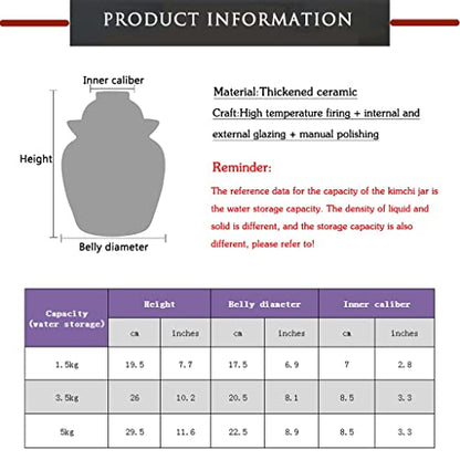 Fermenting Jars Water Seal Household Multi-capacity Options Pickle Jar, Double Lid Water Seal Kimchi Jar, Chinese Style Thickened Ceramics Grain Storage Barrel (Color : Pink, Size : 1.5kg) - size: 1.5kg