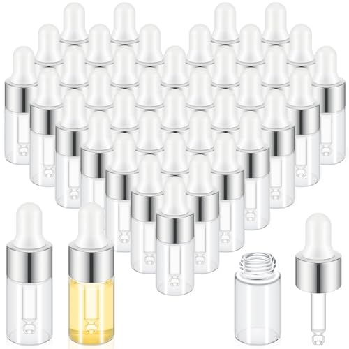 Didaey 200 Pcs 1/2/3/5/10/15 ml Mini Glass Oil Dropper Bottle Bulk, Clear Essential Small Empty Bottles Sample Containers Perfume Liquid Vials with Cap for Traveling (3 ml,Classic Silver) - color: Classic Silver, size: 3 ml