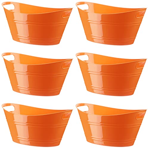 Patelai 6 Pcs Ice Buckets Bulk, Plastic Ice Buckets with Handles, Oval Storage Tub, Large Capacity Drink Tub for Party Bar Wine Beer Champagne Beverage Bottle Cooler(4.5 Liter,Orange) - color: Orange, size: 4.5 Liter