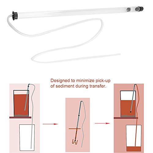 Auto Siphon, Beer Wine Siphon,Siphon Racking Cane, Beer Wine Transfer, Wine Making Kit, 64cm Auto Siphon Racking Cane for Beer Wine Bucket Carboy Bottle with Tubing Plastic