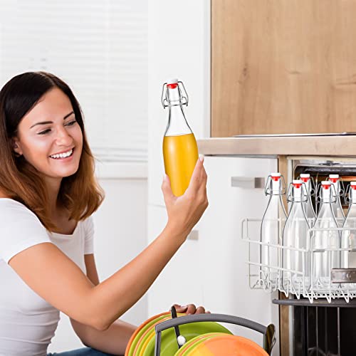 Aoriher 12 Pcs 25 oz Swing Top Glass Bottles 750 ml Glass Bottles with Red Caps for Home Brewing Kombucha Homemade Juices Beer Water Oil Vinegar Soda Syrup Kefir Beverages - color: Clear, Red