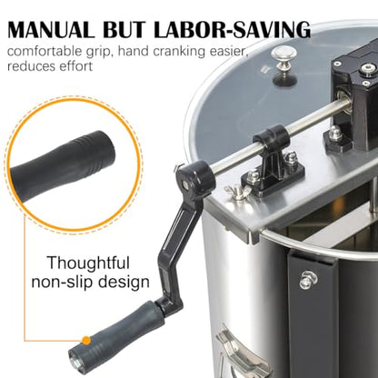 Honey Lake 4/12 Frame Manual Honey Extractor, Food Grade Stainless Steel Honeycomb Drum Spinner with Transparent Lid, Beekeeping Equipment for Honey Extraction with Height Adjustable Stand - size: 12 Frame Rack (4 Deep Frames)