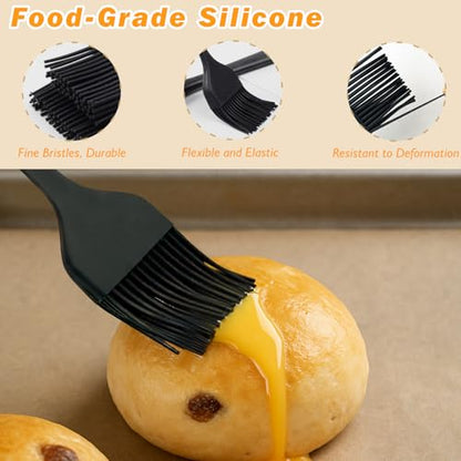 Silicone Basting and Pastry Brush Set, 2-Piece Heat-Resistant Brushes with Steel Core Handle, One-Piece BPA-Free Design for BBQ, Grilling, Baking & Cooking – Dishwasher Safe