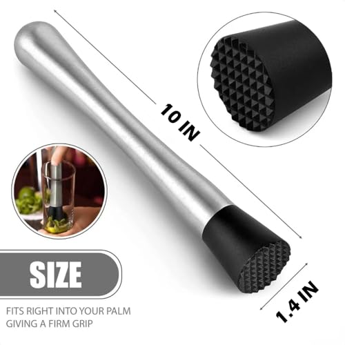 10 Inch Stainless Steel Muddler for Cocktails, Long Handle Durable Material, Bar Tool for Making Mojito and Fruit Drinks - color: 1pack-b
