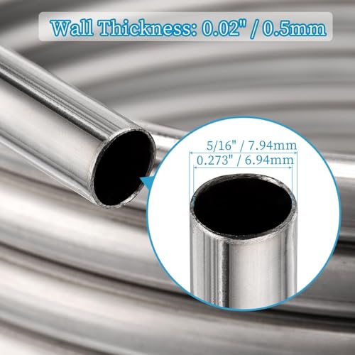 3/8" x 50Ft 304 Stainless Steel Tubing Coil, Immerson Tubing Coil for Ice Bath Wort Chiller, Beer Brewing, Welded Stainless Steel Tube for DIY Projects (5/16" x 50Ft) - size: 5/16" x 50Ft