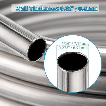 3/8" x 50Ft 304 Stainless Steel Tubing Coil, Immerson Tubing Coil for Ice Bath Wort Chiller, Beer Brewing, Welded Stainless Steel Tube for DIY Projects (5/16" x 50Ft) - size: 5/16" x 50Ft