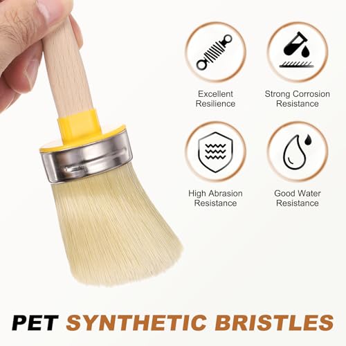 uxcell 5 Pcs Wax Paint Brushes, 2 x 1.5 Inch Chalk Stencil Brush, Oval PET Fiber Bristle with Wood Handle, Painting Tool for Furniture DIY Home Decor Art Crafts, Yellow - size: 2 x 1.5 Inch