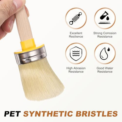 uxcell 5 Pcs Wax Paint Brushes, 2 x 1.5 Inch Chalk Stencil Brush, Oval PET Fiber Bristle with Wood Handle, Painting Tool for Furniture DIY Home Decor Art Crafts, Yellow - size: 2 x 1.5 Inch