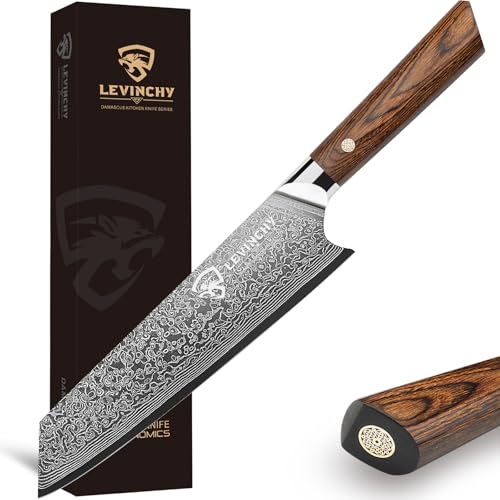Damascus Chef Knife 8 inch with Ergonomic Pakka Wood Handle, Professional Japanese Damascus Steel Kitchen Knife - color: 8" Damascus Chef Knife with Pakkawood Handle