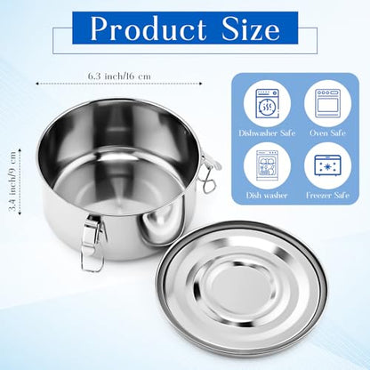 4 Pcs Stainless Steel Bento Box Bulk 54 oz Reusable 304 Stainless Steel Food Storage Containers with Lockable Clips to Leak Proof, Dishwasher Safe - size: 54 oz