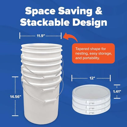 ePackageSupply 5 Gallon Plastic Bucket with Airtight Lid | Made in USA | Food Grade Bucket | BPA-Free | Heavy Duty 90 Mil All Purpose Pail | One 12" Rubber Mallet & One Lid Opener Included | 1 Pack - color: Translucent, size: 1 Pack