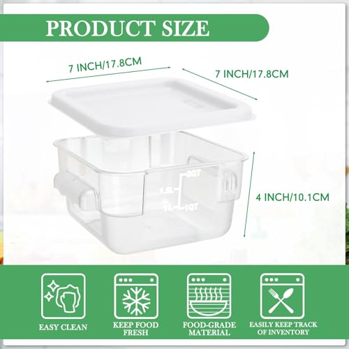 Lallisa 8 Pcs 2 Quart Food Storage Containers with Lids Clear Square Polycarbonate Marinating Container Dough Bucket with Lid (White) - color: White