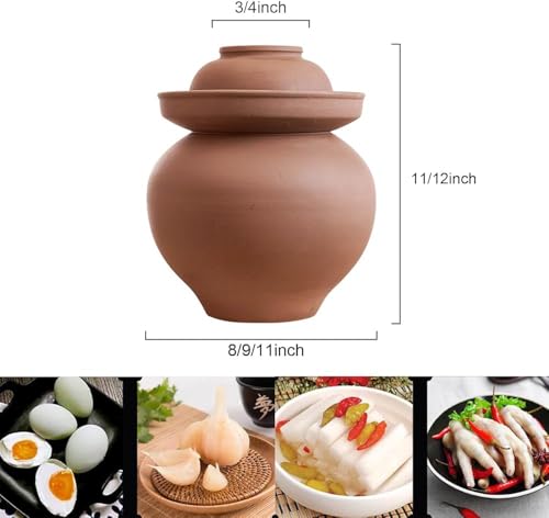 Ceramic Pickle Jar with Lid,Traditional Large Fermenting Jar, Sealing Pickle Jar Chinese Fermenting Crock with Water Seal Airlock Lid for Pickling Kimchi Sauerkraut(Size:8kg capacity) - size: 8kg capacity