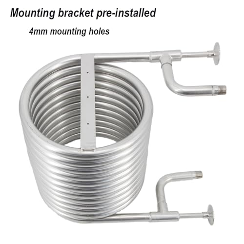Stainless Steel 304 1Pcs Immersion Wort Chiller,Convoluted Counterflow Wort Chiller Package Male Quick Disconnects with Inline Thermometer
