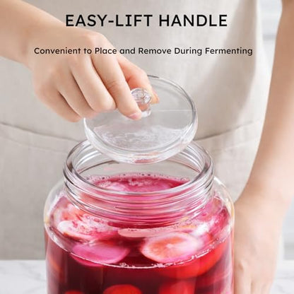 Jillmo Large Fermentation Weights for 1 Gallon Wide Mouth Jars, Heavy Glass Fermenting Weights with Easy Grip Handle, Keeps Vegetables Under Brine for Sauerkraut, Kimchi & Pickles, Pack of 2 - size: Plain - 2 Pack