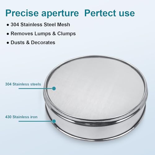 304 Stainless Steel Mesh Lab Sieve, 120 Mesh (0.125mm) Aperture Test Sieve, 7.9Inch(20cm) Diameter Economy Standard Analysis Sample Test Sieves for Industrial Laboratory Homes - size: 120Mesh(0.125mm)/Ф7.9in