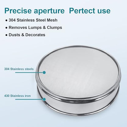 304 Stainless Steel Mesh Lab Sieve, 120 Mesh (0.125mm) Aperture Test Sieve, 7.9Inch(20cm) Diameter Economy Standard Analysis Sample Test Sieves for Industrial Laboratory Homes - size: 120Mesh(0.125mm)/Ф7.9in