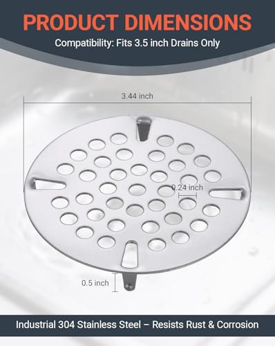 3-1/2 Inch Commercial Sink Strainer - 304 Stainless Steel 41-Hole Clog-Free Drain Cover, Precision Fit for 3.5" Drains & 3 Compartment Sinks, Heavy-Duty for High-Volume Kitchens (3-Pack) - color: 3 Pack