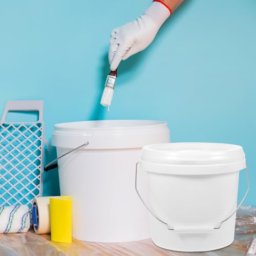 Operitacx Abs Paint Bucket Plastic Paint Container with Lid and Handle White 1 Gallon Easy to Carry Multipurpose Storage Bucket and Pigment for Home Use