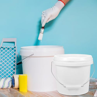 Operitacx Abs Paint Bucket Plastic Paint Container with Lid and Handle White 1 Gallon Easy to Carry Multipurpose Storage Bucket and Pigment for Home Use