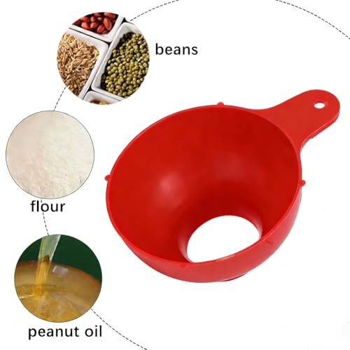 Wide Mouth Plastic Funnel Canning Funnels for Filling Mason Jars Cooking Kitchen Accessories for Filling Bottles Transferring Liquid Dry Ingredients Oil Coffee Beans Spice Blends (Red) - color: Red-1pc