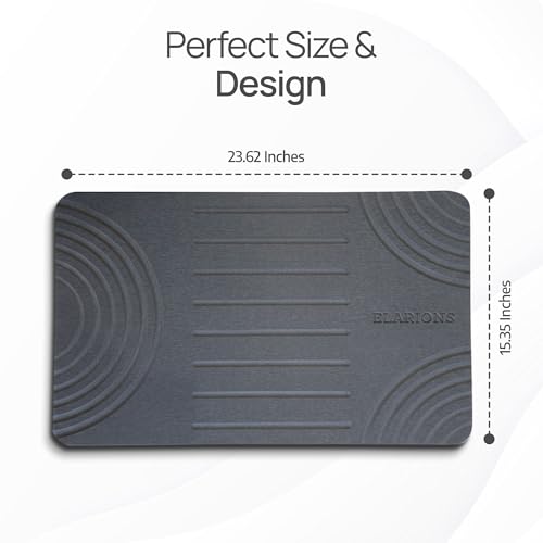 Large Diatomaceous Earth Stone Dish Drying Mat - 24" x 16" Quick Dry Non-Slip Food Grade Fast Absorbent Quartz-Enhanced Rapid Water Absorbing Countertop Mat For Dish Rack