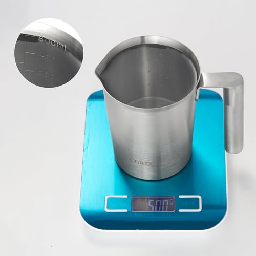 CURTA 18/8 Stainless Steel Measuring Cup with Round Handle and Pour Lip 16 OZ (2 Cup, 500 ML) - color: Round Handle, size: 16 OZ (2 Cup, 500 ML)