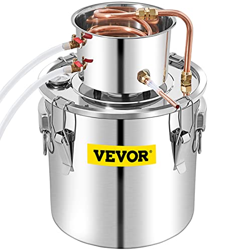 VEVOR Alcohol Still 13.2Gal/50L Alcohol Distiller Stainless Steel Distillery Kit for Alcohol With Copper Tube & Pump Home Brewing Kit Build-in Thermometer for DIY Whisky Wine Brandy - size: 13.2Gal