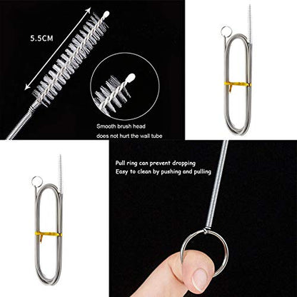 ICEYLI 2 Pack 60 Inch Long Flexible Tube Cleaning Brush, Stainless Steel and Nylon Bristles, Suitable for Home Kitchen, Fish Tank, Water Pump Accessories, and More