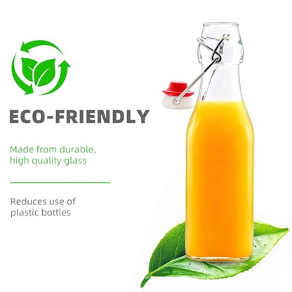 1Pc(8.5oz Square) clear Swing Top Brewing Bottles with Leak Proof Easy Caps, Glass Beer Bottle Flip Top Bottles For Kombucha, Kefir, Vanilla Extract, Beer (8.5oz Square) - size: 8.5 Ounces