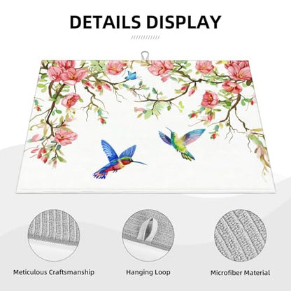 Hummingbird Butterfly Magnolia Dish Drying Mat For Kitchen Counter, Super Absorbent Microfiber Dish Drying Pad, Kitchen Gadgets For Easy Clean Multi-Use Large 18"x24" - color: Hummingbird Butterfly Magnolia
