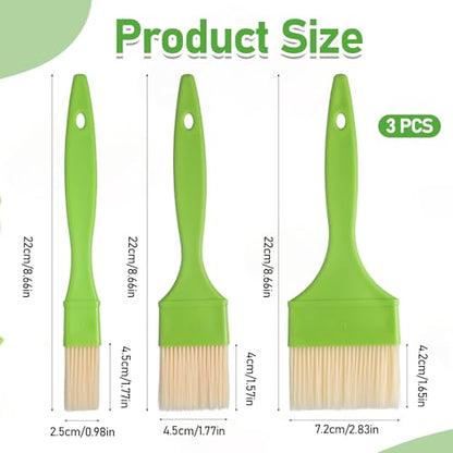 3 Pcs 1/2/3 inch Pastry Brush Set, Bristle Basting Brushes for Cooking | Plastic Handle Butter Brush, Kitchen Brushes for Oil, BBQ Grill, Egg, Butter Sauce, Baking, with Hang Hole Design