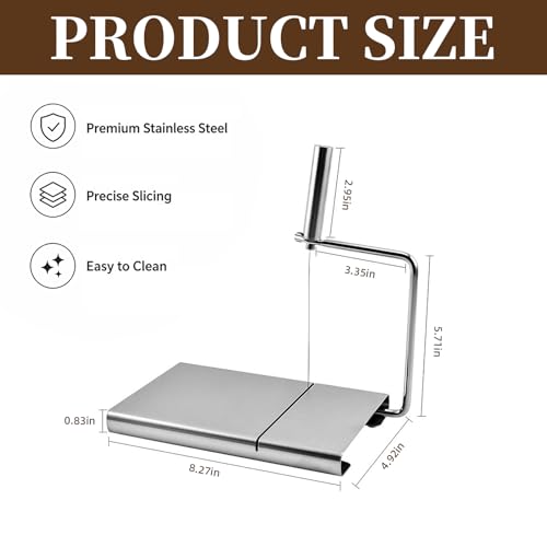 Cheese Slicer with 3 Wires for Block Cheese, Wire Cutter | Adjustable slices, quick-change stainless steel wire for cheddar, mozzarella, Swiss, butter, dishwasher-safe kitchen use