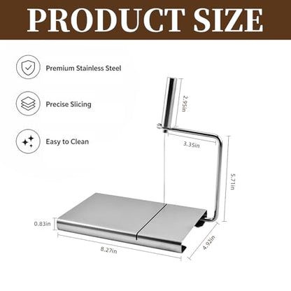 Cheese Slicer with 3 Wires for Block Cheese, Wire Cutter | Adjustable slices, quick-change stainless steel wire for cheddar, mozzarella, Swiss, butter, dishwasher-safe kitchen use