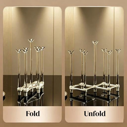 Retractable Cup Drying Rack, Plastic Non-Slip Glass Bottle Drainer Stand and Bottle Drainer for Kitchen Countertop, Grey - color: Gray