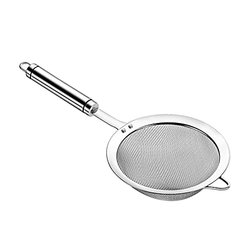 304 Stainless Steel Fine Mesh Strainers for Kitchen, Colander-Skimmer with Handle, Sieve Sifters for Food, Tea, Rice, Oil, Noodles, Fruits, Vegetable 5.51 inch Medium - size: 5.51 inch Medium